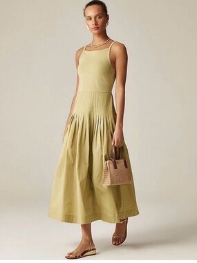 J. Crew Pintuck Mixy Dress in Belmont Khaki, Size Extra Small NWT